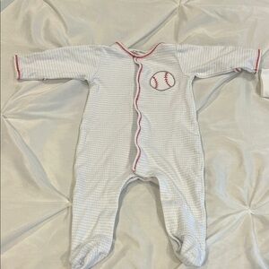 Magnolia White and Red Baseball-Themed Kids One Piece size 3m